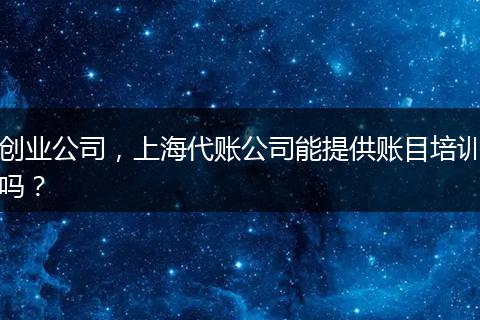 创业公司，上海代账公司能提供账目培训吗？