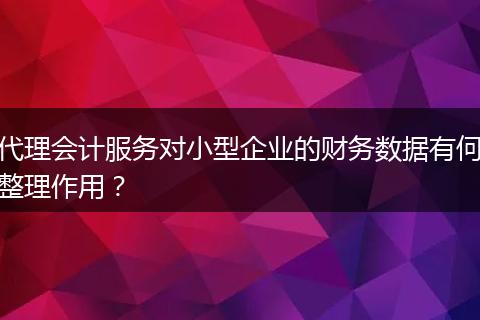 代理会计服务对小型企业的财务数据有何整理作用？