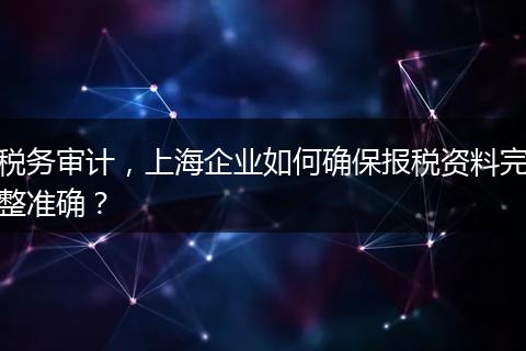 税务审计，上海企业如何确保报税资料完整准确？