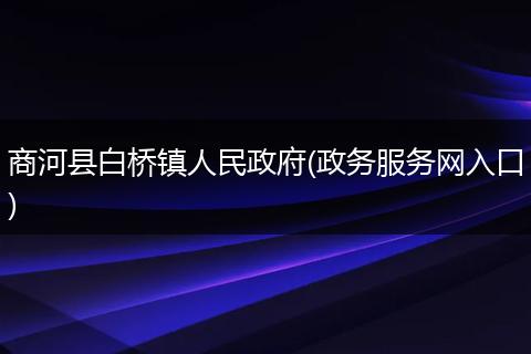 商河县白桥镇人民政府(政务服务网入口)