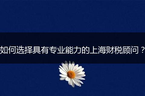 如何选择具有专业能力的上海财税顾问？