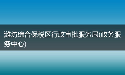 潍坊综合保税区行政审批服务局(政务服务中心)