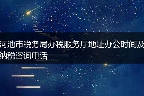 河池市税务局办税服务厅地址办公时间及纳税咨询电话