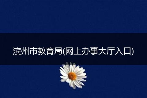 滨州市教育局(网上办事大厅入口)