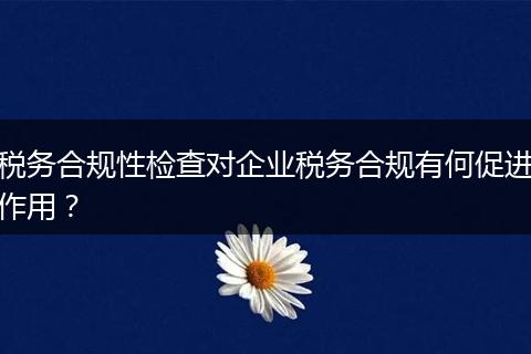 税务合规性检查对企业税务合规有何促进作用？