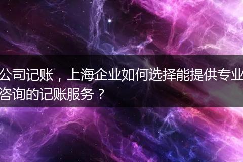 公司记账，上海企业如何选择能提供专业咨询的记账服务？