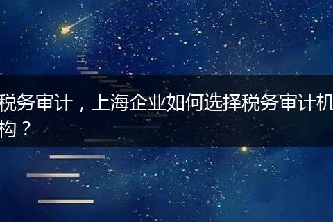 税务审计，上海企业如何选择税务审计机构？