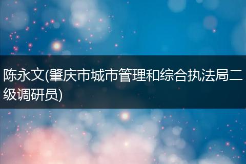 陈永文(肇庆市城市管理和综合执法局二级调研员)
