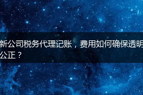 新公司税务代理记账，费用如何确保透明公正？