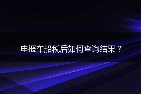 申报车船税后如何查询结果？