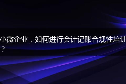 小微企业，如何进行会计记账合规性培训？