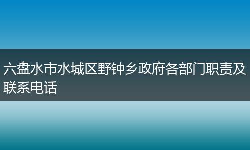 六盘水市水城区野钟乡政府各部门职责及联系电话