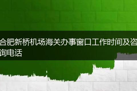 合肥新桥机场海关办事窗口工作时间及咨询电话