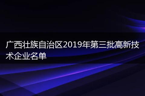 广西壮族自治区2019年第三批高新技术企业名单