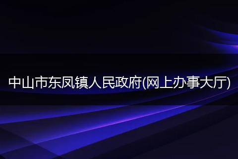 中山市东凤镇人民政府(网上办事大厅)