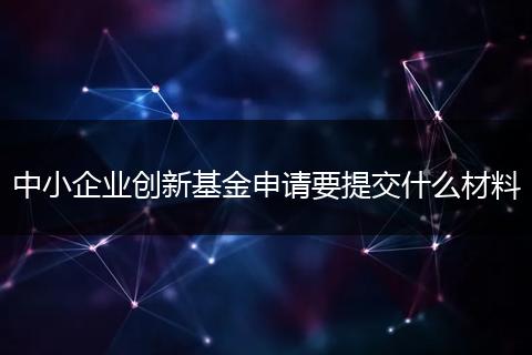 中小企业创新基金申请要提交什么材料