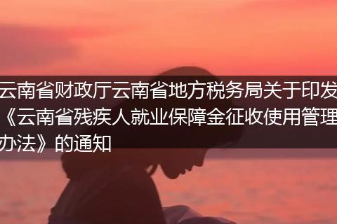 云南省财政厅云南省地方税务局关于印发《云南省残疾人就业保障金征收使用管理办法》的通知