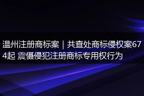 温州注册商标案｜共查处商标侵权案674起 震慑侵犯注册商标专用权行为