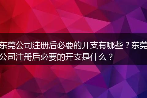东莞公司注册后必要的开支有哪些?东莞公司注册后必要的开支是什么?