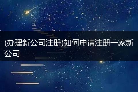 (办理新公司注册)如何申请注册一家新公司