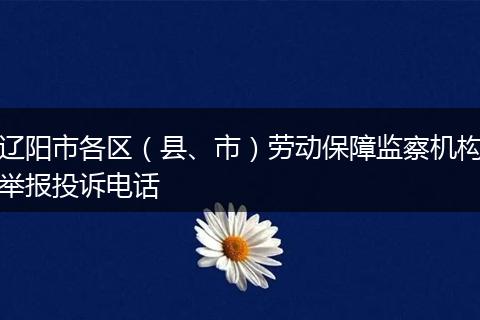 辽阳市各区（县、市）劳动保障监察机构举报投诉电话