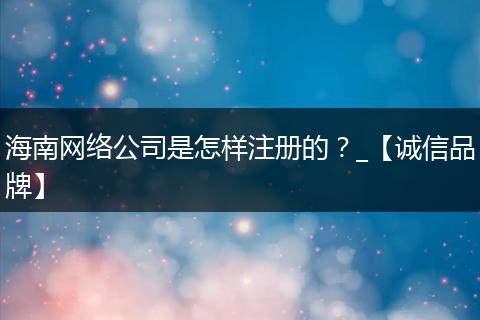 海南网络公司是怎样注册的？_【诚信品牌】