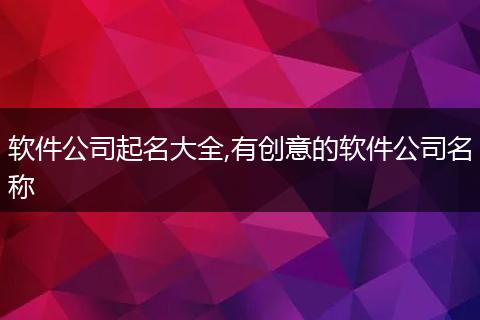 软件公司起名大全,有创意的软件公司名称