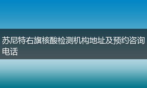 苏尼特右旗核酸检测机构地址及预约咨询电话