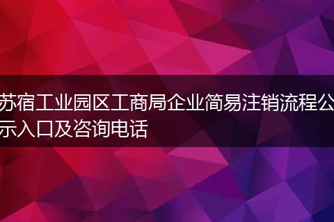 苏宿工业园区工商局企业简易注销流程公示入口及咨询电话