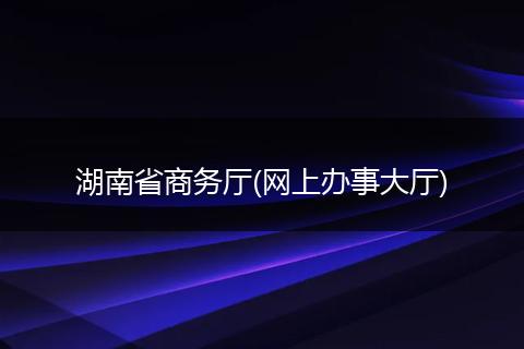 湖南省商务厅(网上办事大厅)