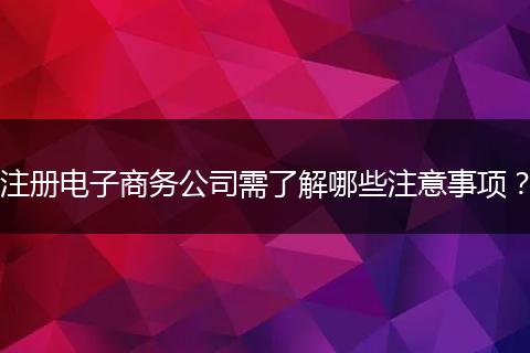 注册电子商务公司需了解哪些注意事项？