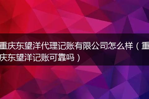 重庆东望洋代理记账有限公司怎么样（重庆东望洋记账可靠吗）