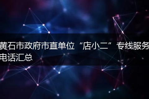 黄石市政府市直单位“店小二”专线服务电话汇总