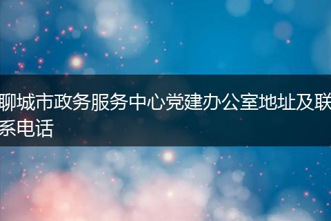聊城市政务服务中心党建办公室地址及联系电话