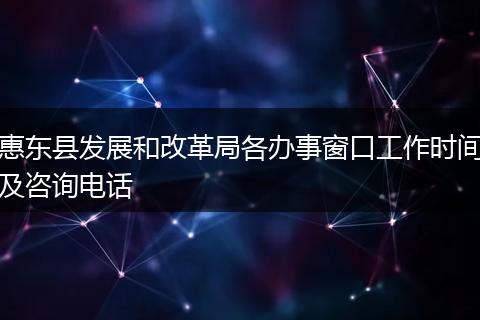 惠东县发展和改革局各办事窗口工作时间及咨询电话