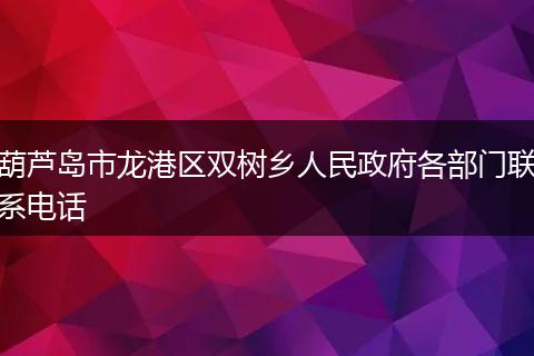 葫芦岛市龙港区双树乡人民政府各部门联系电话