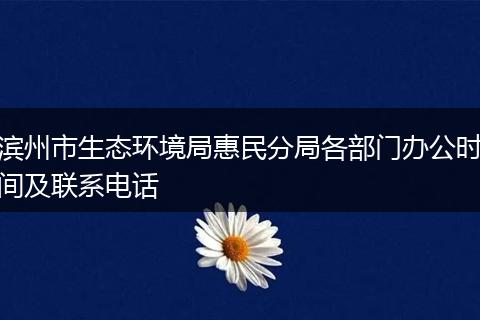 滨州市生态环境局惠民分局各部门办公时间及联系电话