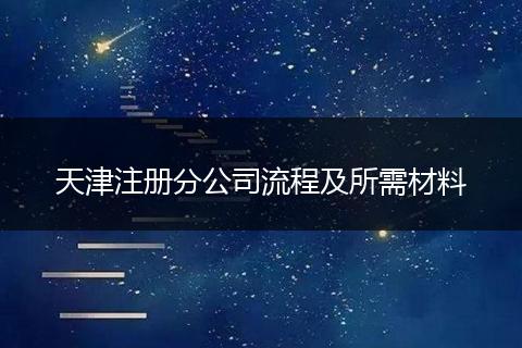 天津注册分公司流程及所需材料