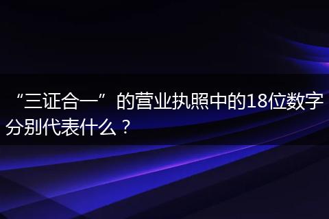 “三证合一”的营业执照中的18位数字分别代表什么？