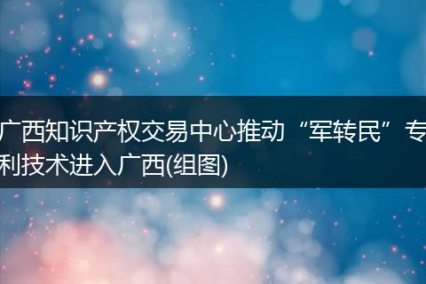广西知识产权交易中心推动“军转民”专利技术进入广西(组图)