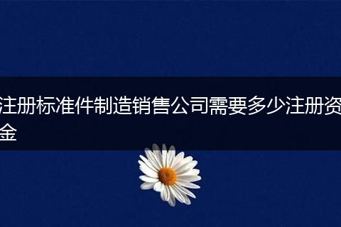注册标准件制造销售公司需要多少注册资金