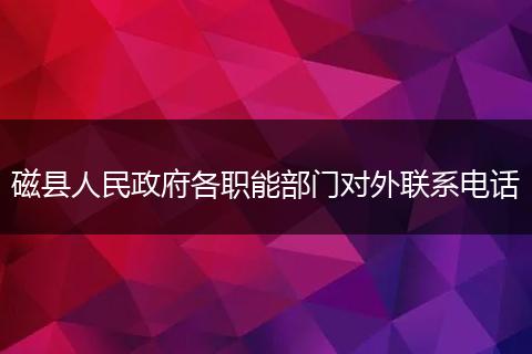 磁县人民政府各职能部门对外联系电话