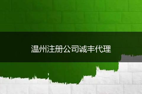 温州注册公司诚丰代理