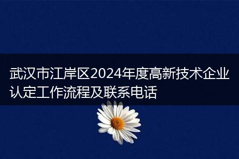 武汉市江岸区2024年度高新技术企业认定工作流程及联系电话