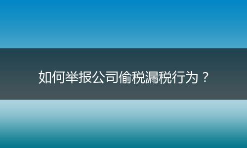 如何举报公司偷税漏税行为？
