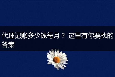 代理记账多少钱每月？ 这里有你要找的答案