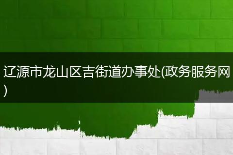 辽源市龙山区吉街道办事处(政务服务网)