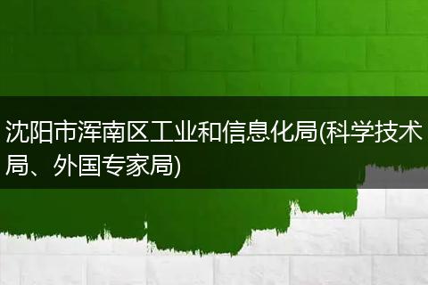 沈阳市浑南区工业和信息化局(科学技术局、外国专家局)