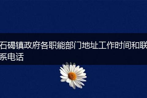 石碣镇政府各职能部门地址工作时间和联系电话