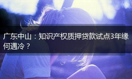 广东中山：知识产权质押贷款试点3年缘何遇冷？